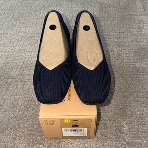 Vivaia Women's Navy Knit Flats - Comfortable Slip-On Loafers